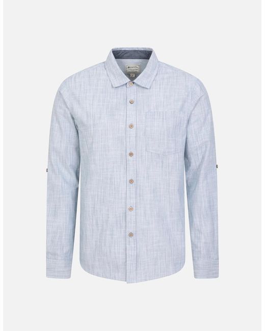 Mountain Warehouse Blue Coconut Textured Long-Sleeved Shirt for men