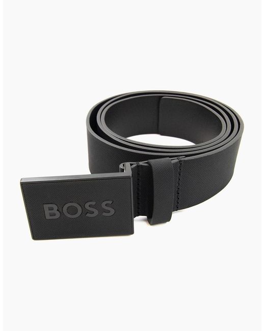 Boss Black Plaque-Buckle Belt for men
