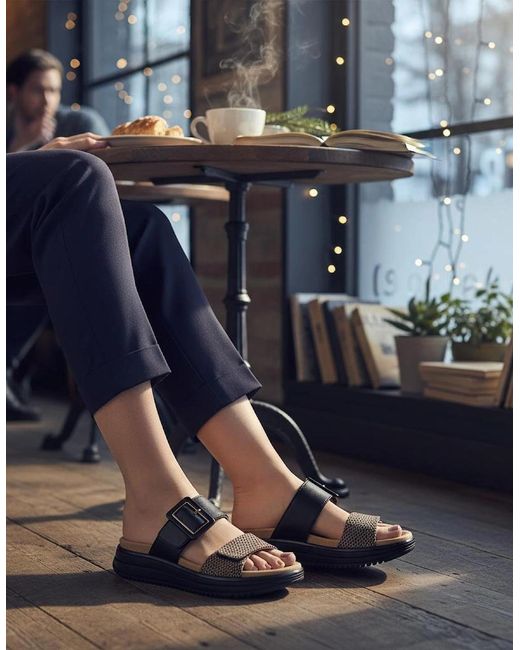 Remonte Black D1J61 Cross Strap Sandals