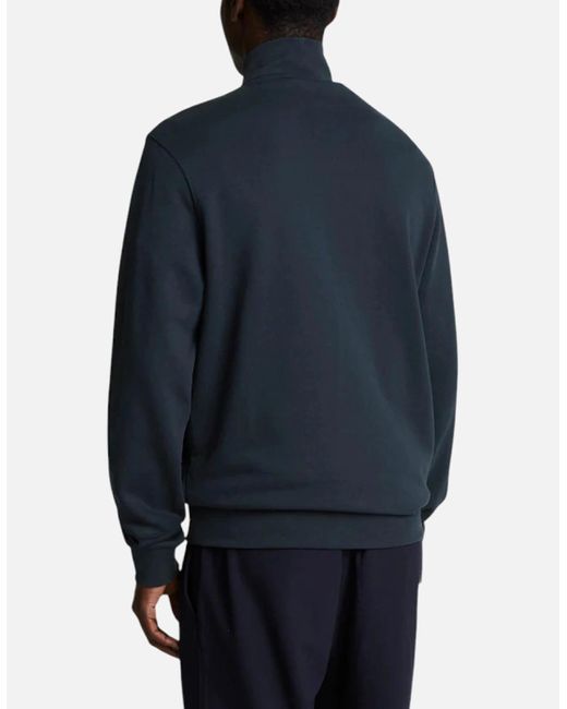 Lyle & Scott Blue Lyle & Scott Ml2022Ton Tonal Eagle Half Zip High Neck Jumper Sweatshirt Top for men
