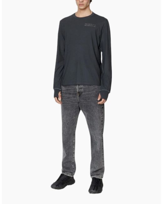 DIESEL Black T-Jubind-Ls-Slits T Shirts Cotton Crew Neck Long Sleeve Tee for men