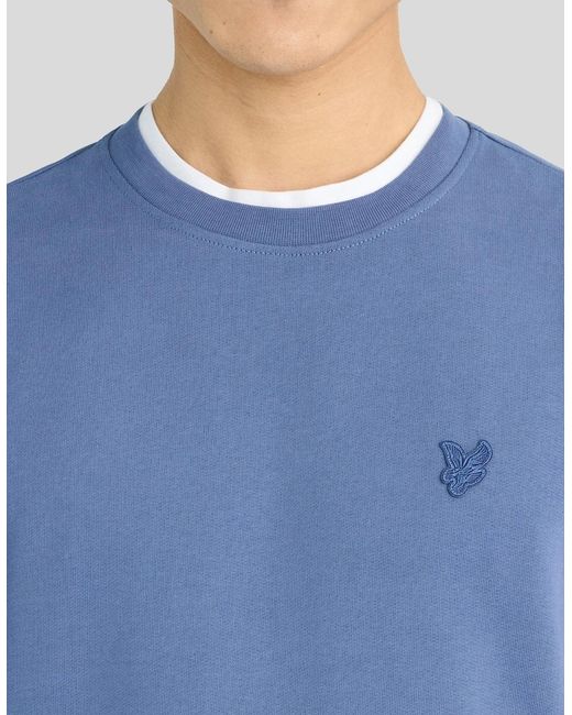 Lyle & Scott Blue Superfine Cotton Crew Neck Sweatshirt for men