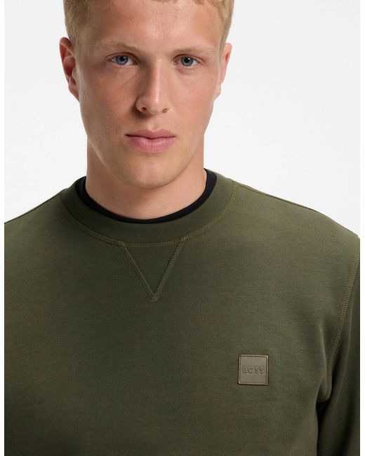 Boss Gray Boss Westart Crew Neck Sweatshirt With Logo Patch for men