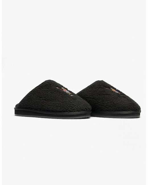 Polo Ralph Lauren Black Kayleigh Scuff Ii Bear Mule Slippers