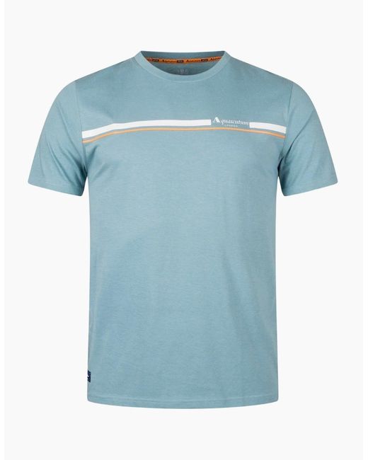 Aquascutum Blue Active Cotton Stripes Avio T-Shirt for men