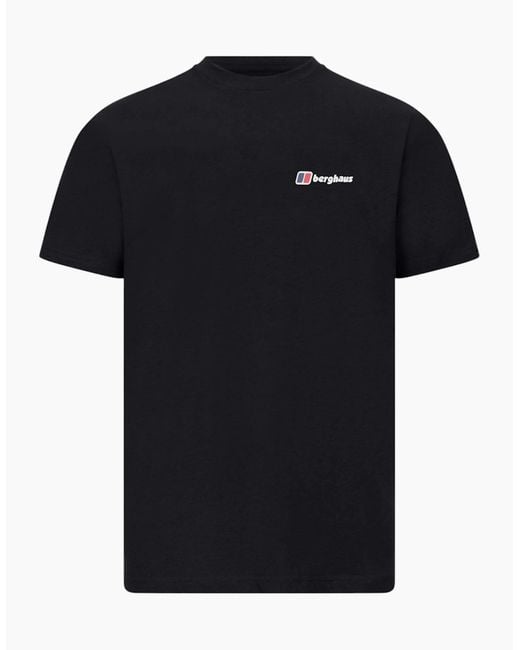 Berghaus Black T Shirts Mountain Coordinates Crew Neck Short Sleeve Cotton Tee for men