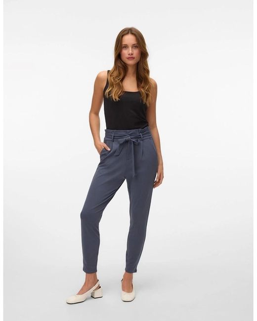 Vero Moda Blue Eva Regular Fit Straight Trousers