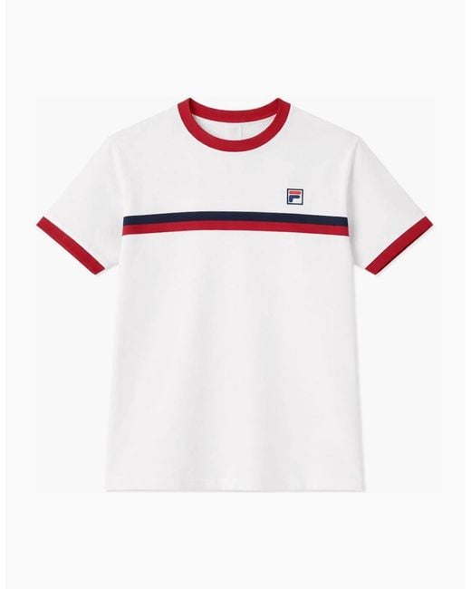 Fila White Rosario T-Shirt Gardenia/Garnet for men