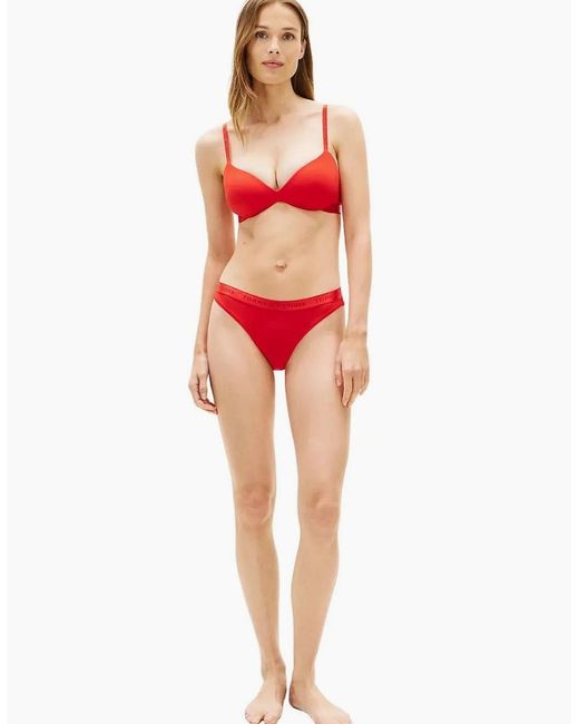 Tommy Hilfiger Red Repeat Logo Wireless Push-Up Bra, Fireworks