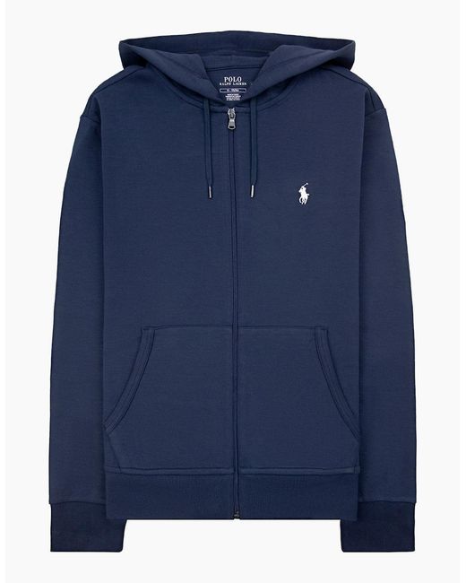 Polo Ralph Lauren Blue Double Knit Full Zip Hoodie Aviator for men