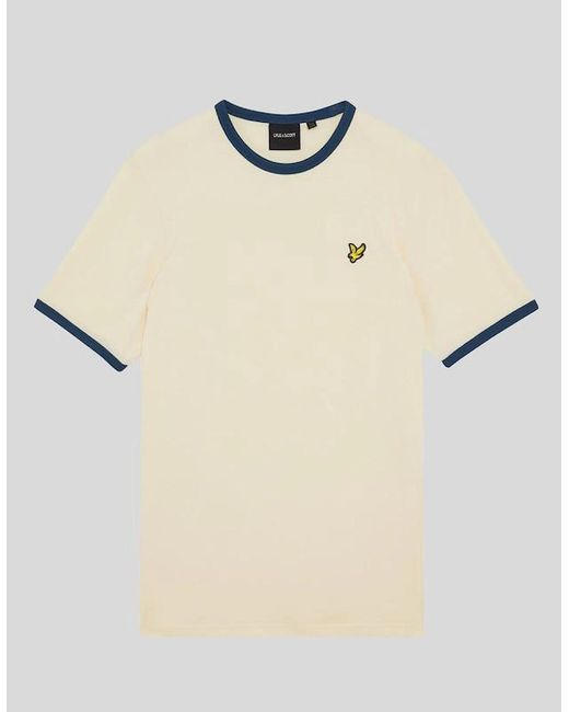 Lyle & Scott Natural Ringer Cotton Crew Neck T-Shirt for men