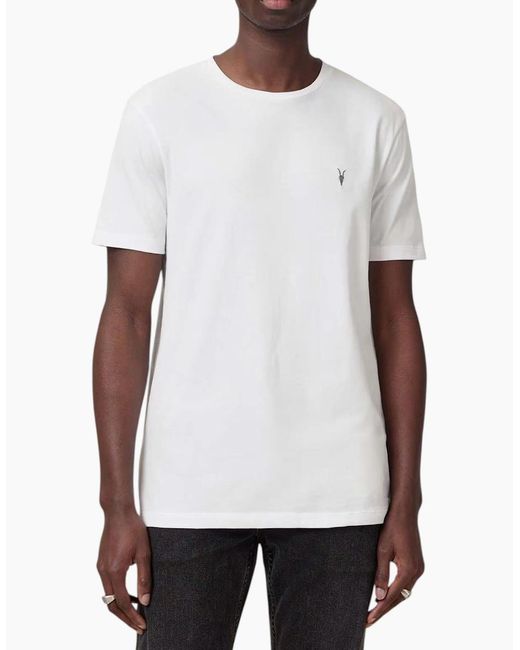 AllSaints White T Shirts Lycra Stretch Cotton Crew Neck Short Sleeve Summer Tee for men