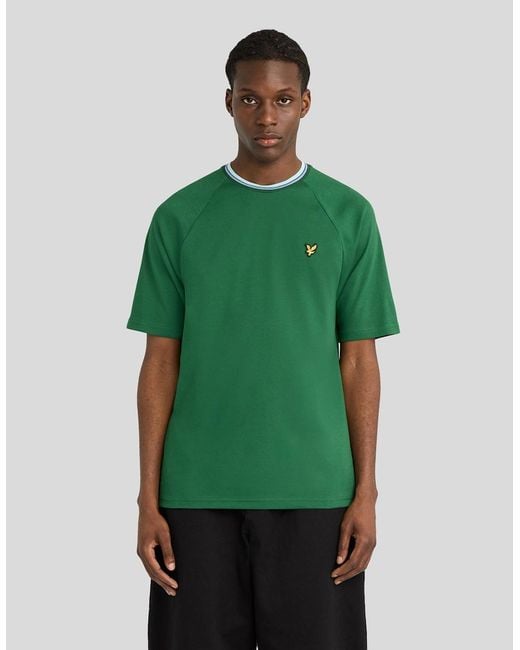 Lyle & Scott Green Tipped Track T-Shirt for men