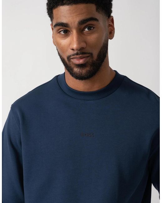 Boss Blue Boss Wesmall Crew Sweatshirt for men