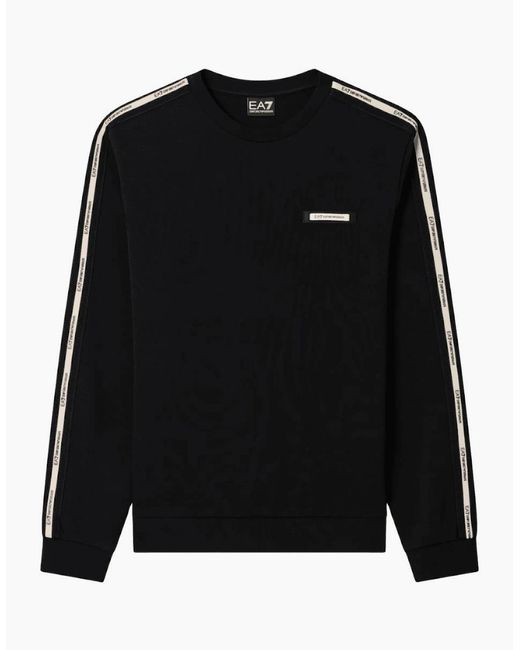 EA7 Black Tape Logo Sweatshirt for men