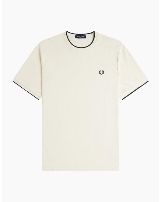 Fred Perry White Trim Detail Crepe Piqué T-Shirt for men