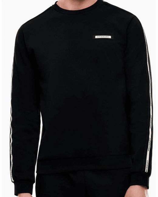 EA7 Black Tape Logo Sweatshirt for men