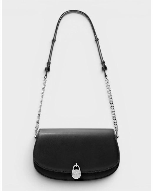 Michael Kors White Mila Medium Leather Messenger Bag