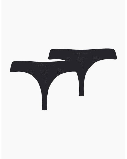 PUMA Black 2-Pack Microfibre Seamless Low-Rise Strings