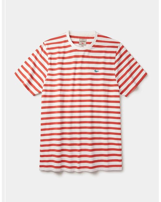 aubi Red Fore Striped Tee for men