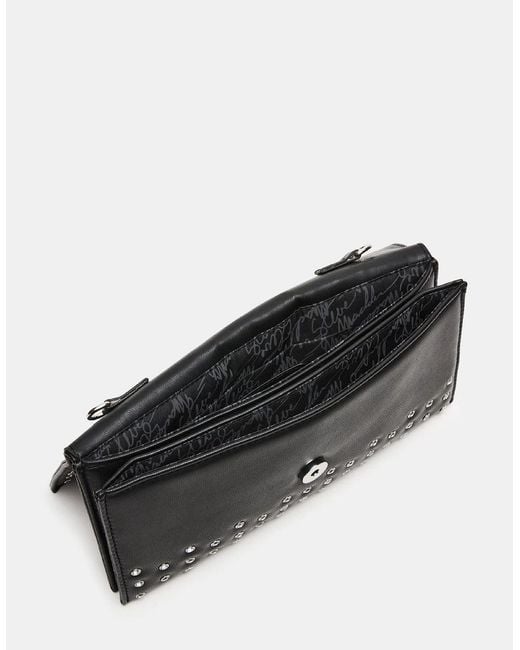 Steve Madden Black Rectangle Shape Clutch With-Tone Chain