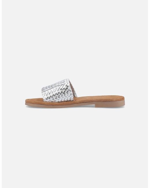 Hush Puppies White Hetty Slide Leather Wide Sandals