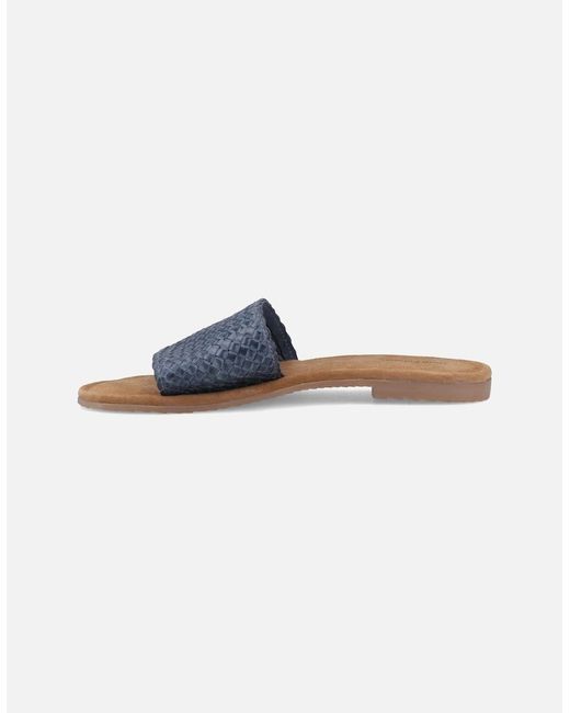 Hush Puppies Blue Hetty Slide Leather Wide Sandals