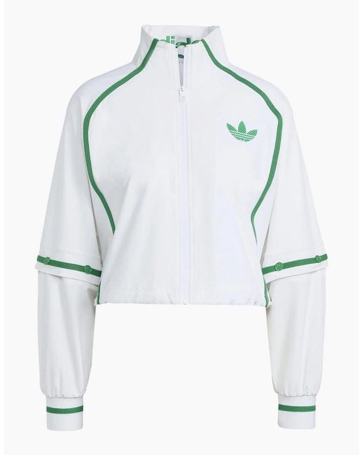 Adidas White Tennis Solid Patterned High Neck Track Jacket