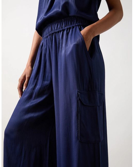 Ro&zo Blue Satin Cargo Trousers