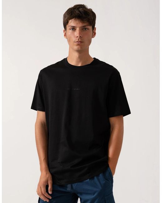ARMANI EXCHANGE Black Regular Fit Mercerised Cotton T-Shirt for men