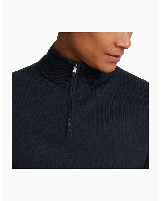 Lyle & Scott Blue Lyle & Scott Sweatshirt Quarter Zip Pullover Plain Jumper Casual Top for men