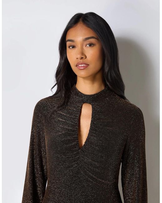 Ro&zo Metallic Petite Zara Sparkle Jersey Keyhole Front Dress