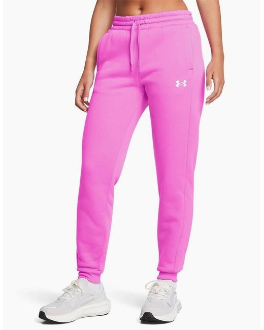 Under Armour Pink Fleece Joggers With Ribbed Cuff