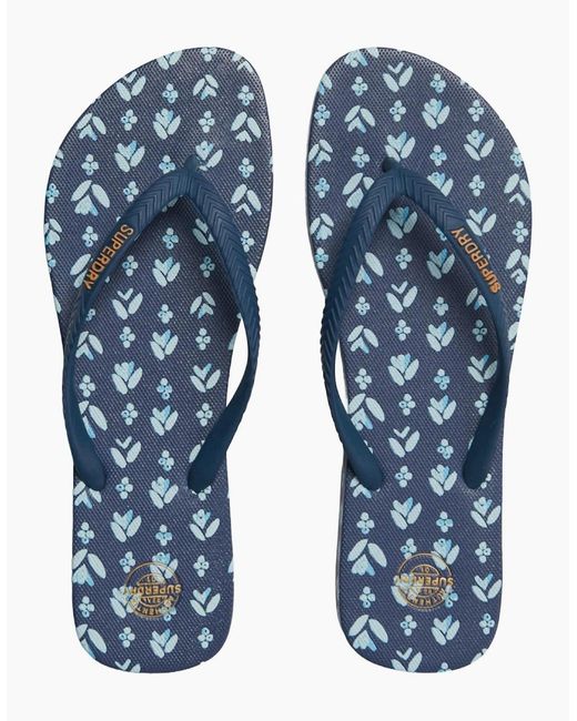 Superdry Blue Printed All Over Flip Flops