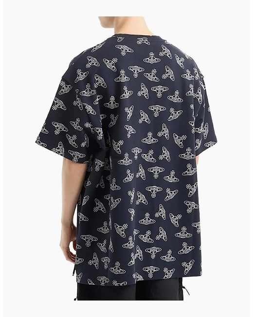 Vivienne Westwood Blue All Over Orb Oversized T-Shirt for men