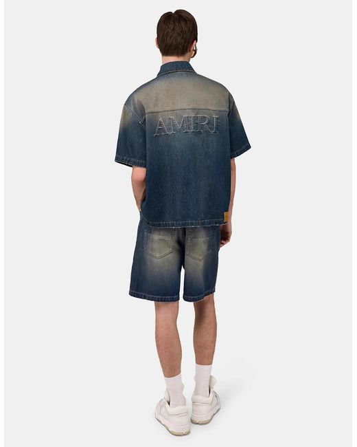 Amiri Blue Drawstring Denim Shorts for men