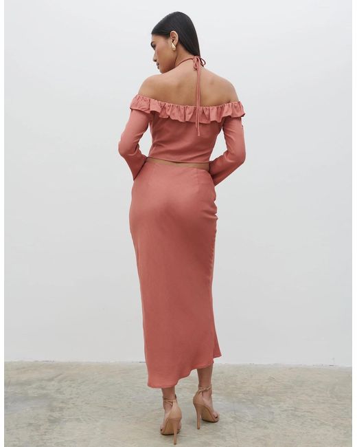 Pretty Lavish Red Tiffany Midaxi Skirt
