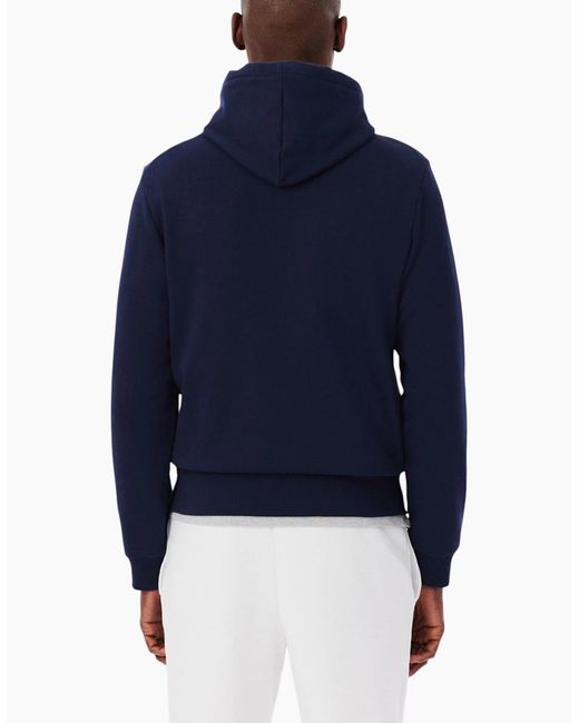Lacoste Blue Fleece Hoodie Zip Up Organic Cotton for men