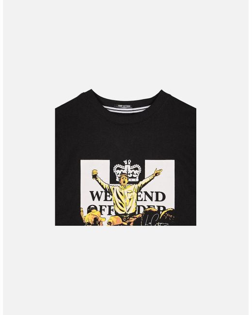 Weekend Offender Black T Shirt Leo Gregory Graphic Print Crew Neck Casual Cotton for men