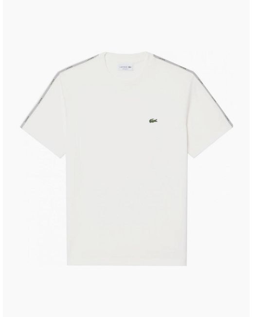Lacoste White T-Shirt With Logo Taping for men