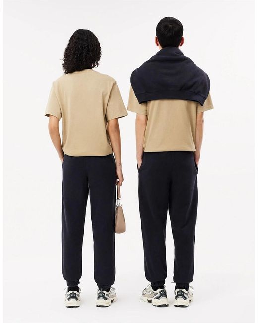 Lacoste Black Solid Patterned Elasticated Cuff Sweatpants for men