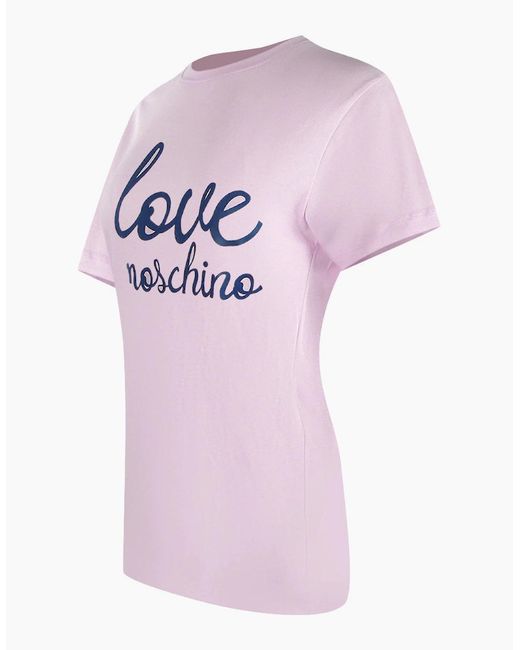 Love Moschino Pink Cursive Logo T-Shirt