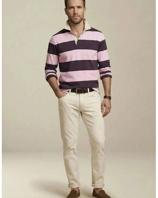 Fynch-Hatton Purple Striped Rugby Shirt Aubergine for men