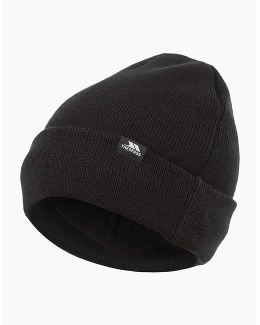 Trespass Black Littlebrook Thinsulate Fleece Lined Beanie Hat for men
