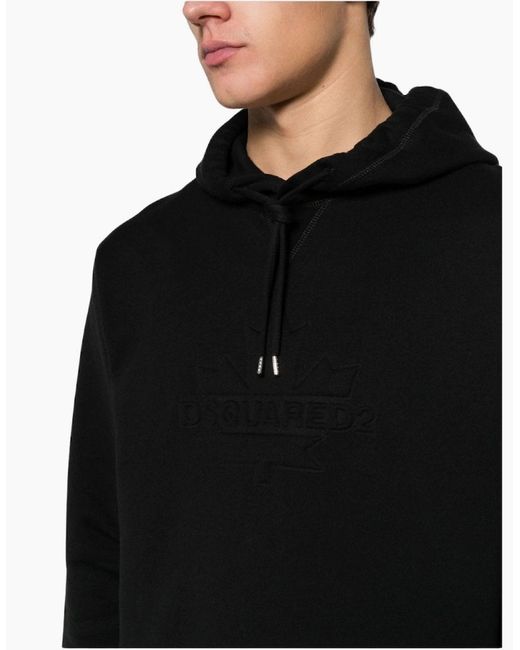 DSquared² Blue Cool Fit Embossed Maple Leaf Logo Hoodie for men
