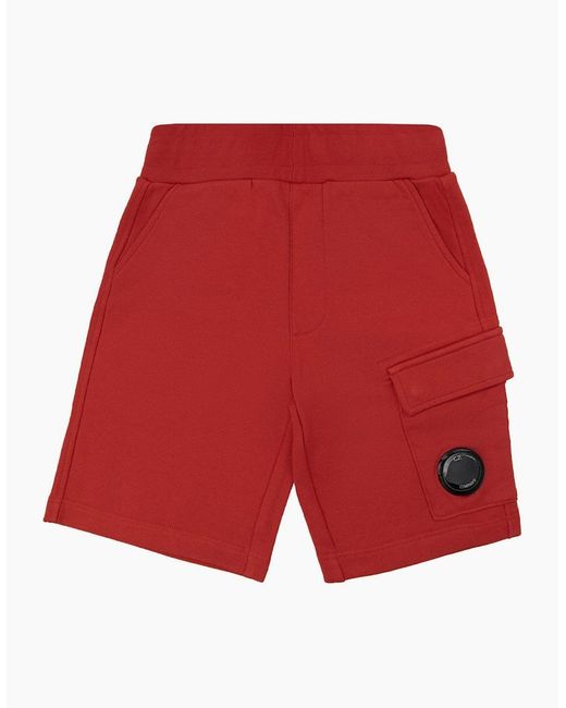 C P Company Red Undersixteen Lens Logo Bermuda Shorts Ketchup 560
