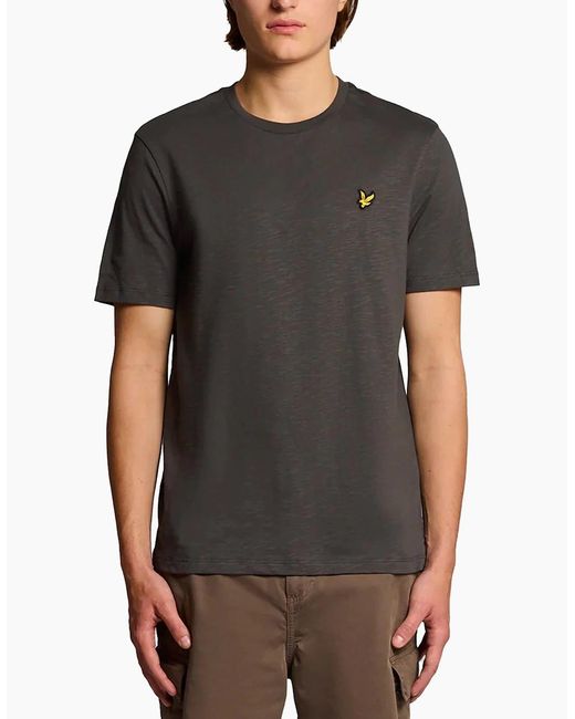 Lyle & Scott Black Lyle & Scott Fine Slub T-Shirt Gunmetal for men