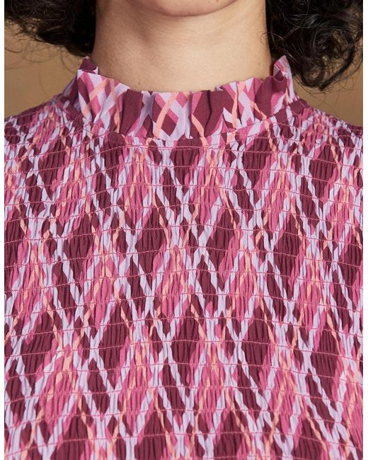 Ro&zo Pink Petite Check Shirred Dress
