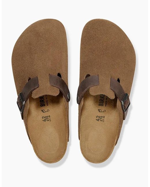 Birkenstock Boston Brown Suede Sandals for men