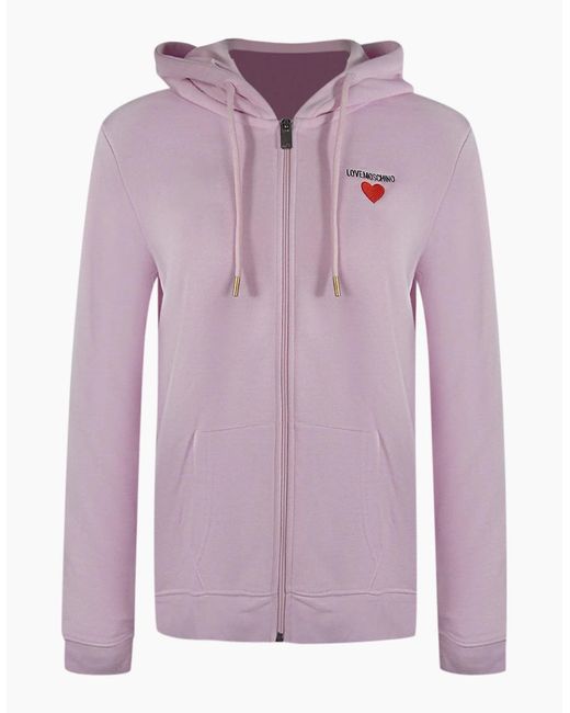 Love Moschino Purple Small Heart Logo Zip Hoodie